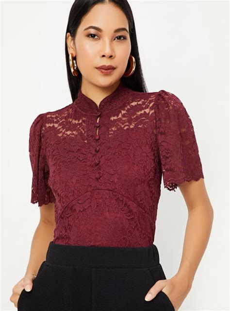 Buy Women Lace Hight Neck Top Online at just Rs. 999.0 - 1000012595881 ...