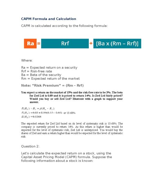 Image result for Capm Formula Explained