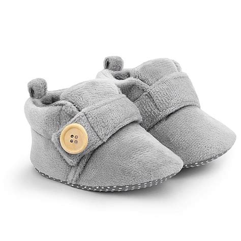 Velvet Soft Base Grey Baby Booties Online-Basics21.in