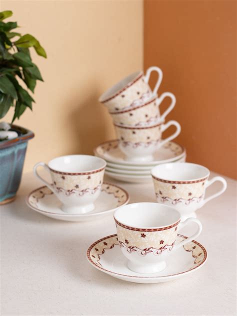 Buy Grorgian Super Cup & Saucer, 140ml, Set of 12 (6 Cups + 6 Saucers ...