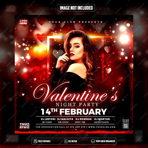 Premium PSD | Valentines party flyer social media post template premium psd