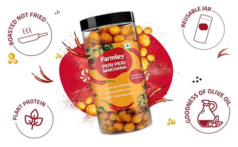Farmley Roasted Makhana, Peri Peri Flavour | 77g Each | Healthy Snack ...