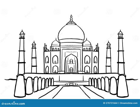 Taj Mahal Lineart Drawing Royalty-Free Illustration | CartoonDealer.com #270731664 - sketch of taj mahal