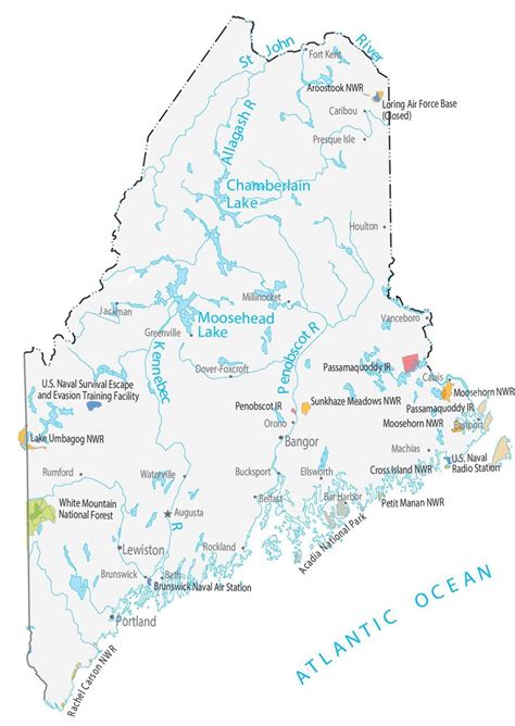 Maine State Map - Places and Landmarks - GIS Geography