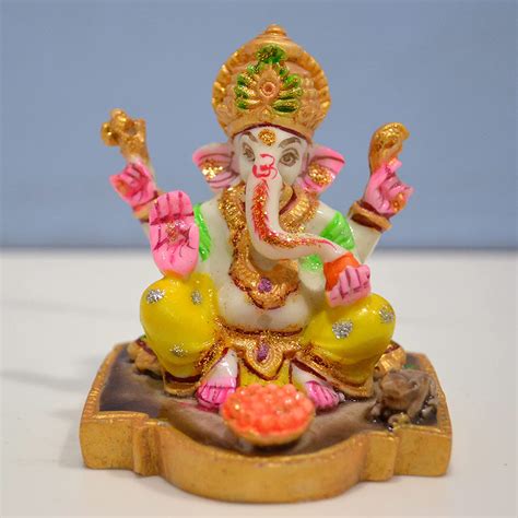 Collectible India Poly Marble Lord Ganesha Idols for Car Dashboard ...