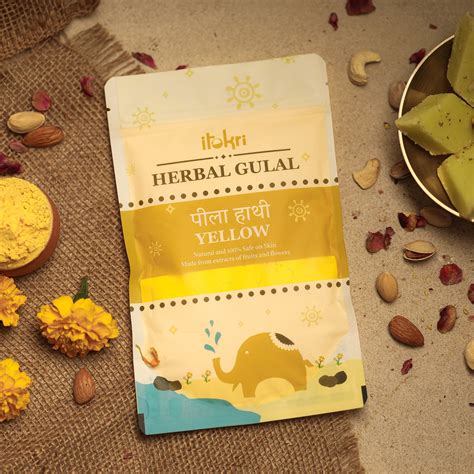 Organic Herbal Gulal Holi Colours पीला हाथी ~ Yellow Combo (100 grams