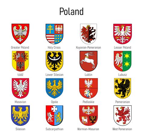 Coat of arms of the voivodship of Poland, All Polish regions emb ...