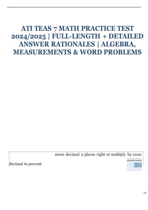 ATI TEAS 7 Math Practice Test 2024/2025 | Full-Length + Detailed Answer ...