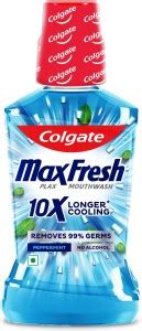 Colgate Maxfresh Plax Antibacterial Mouthwash, 24/7 Fresh Breath ...