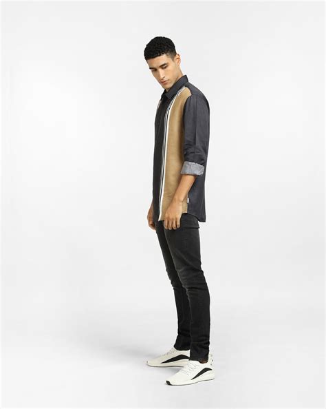 Buy Black Striped Full Sleeves Shirt for Men