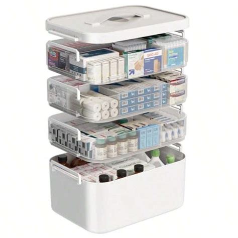 4 Tier Plastic Craft Organizers Storage Box With Removable Trays ...