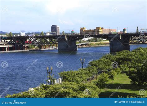 Traffic on the Morrison Bridge, Portland or. Stock Image - Image of ...