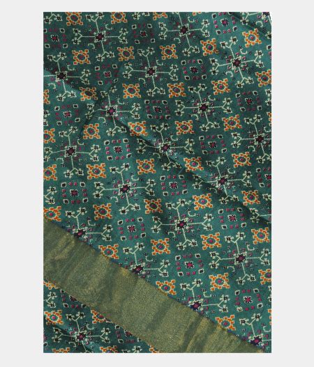 Buy Blue Raw Silk Printed Saree T291295