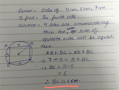 the length of three consecutive sides of quadrilateral circumscribing a ...