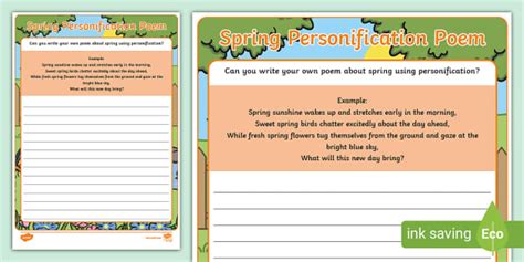 Spring Personification Poem Writing Frame (teacher made)