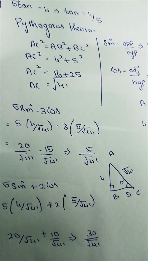 If 5 tan = 4, find the value of5 sine - 3 cos5 sine +2 Cose - Brainly.in