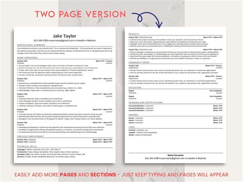 Jake's Resume Word DOCX Google Docs Template | IT, Tech, Software ...