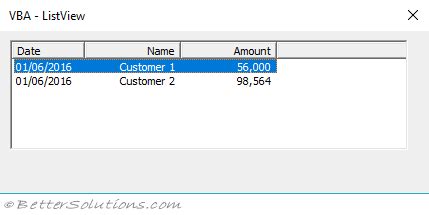 Image result for VBA ListView Control Example