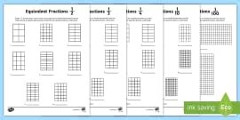 Writing Equivalent Fractions Worksheet for 3rd-5th Grade