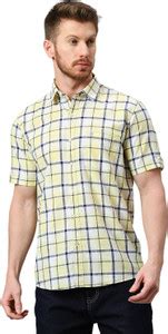 Klub Fox Men Checkered Casual Yellow, Black, White Shirt - Buy Klub Fox ...