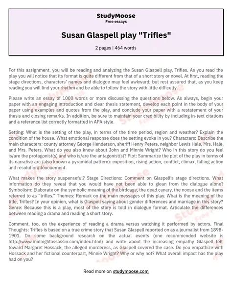 Unraveling the Complexity of Susan Glaspell's Trifles Free Essay Example