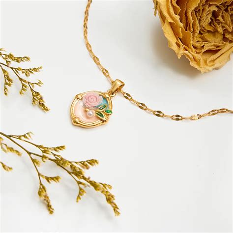 Rosabel Pendant – Hand-Painted Rose Charm Necklace | Svarn Jewels