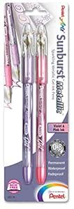 Pentel Arts Sunburst Metallic Gel Pen, Medium Line, Permanent, Violet ...