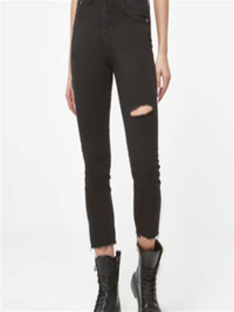 Buy URBANIC Women Black Slim Fit Low Distress Stretchable Jeans - Jeans ...