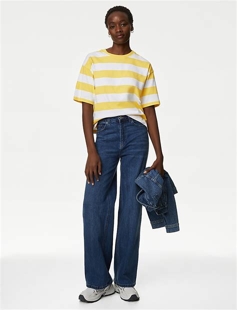 Buy Pure Cotton Striped T-Shirt at Marks & Spencer