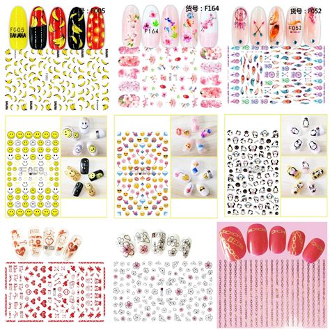 Gleevia 9 Sheets Nail Stickers Self Adhesive DIY Mixed Designs Nail Art ...