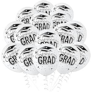 Rozi Decoration Congrats Grad White Latex Balloons for Graduation Party ...