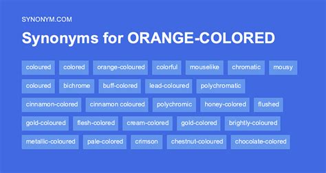Another word for ORANGE COLORED > Synonyms & Antonyms