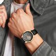 Buy Online Titan Automatic Open Heart Black Dial Black Leather Strap ...