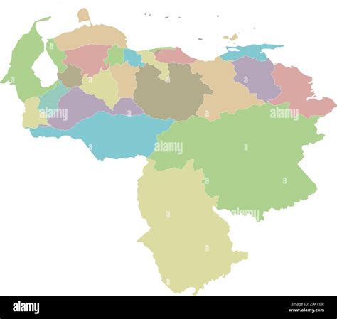 Vector blank map of Venezuela with states, capital district, federal dependencies and ...