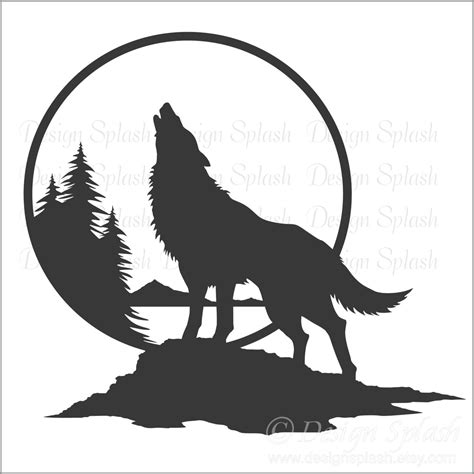 Wolf Wall Decal Wolf Howling at the Moon Art Home Wall