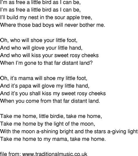 Old-Time Song Lyrics - Free Little Bird