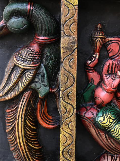 Wooden ganesh wall panel 60" – Sengottuvel Wood Carvings
