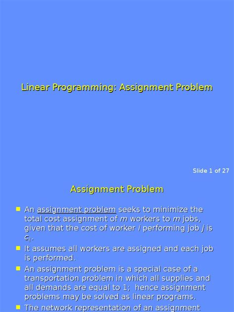 Image result for Tutorial Linear Programming Assignment Problem