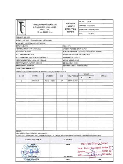 Image result for Visual Inspection Report Form