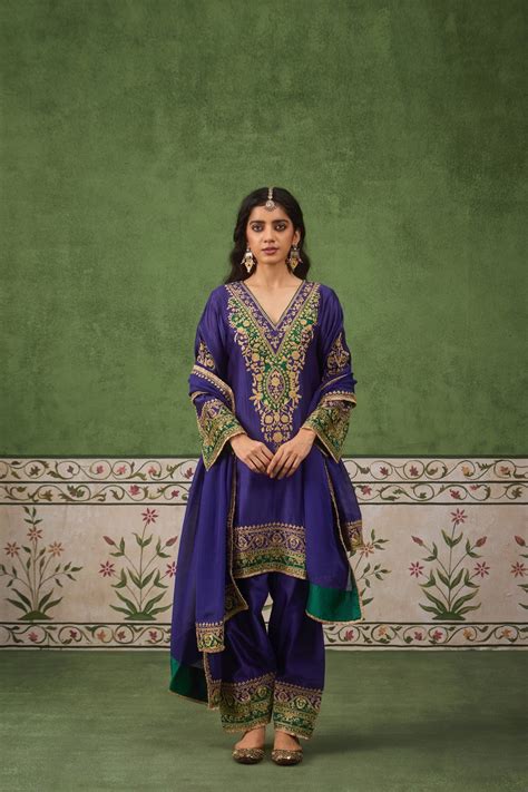 Inayat 2.0 Blue Green Kurta Set of 3 – ITRAAKE