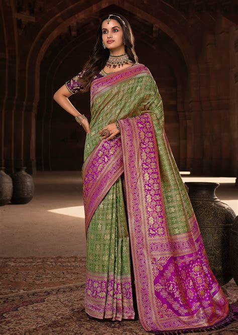 Zari Woven Banarasi Patola Silk Saree Online Shopping India | USA | UK ...