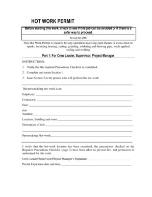 Fillable Online HOT WORK PERMIT - bccwd-staffcomb Fax Email Print ...