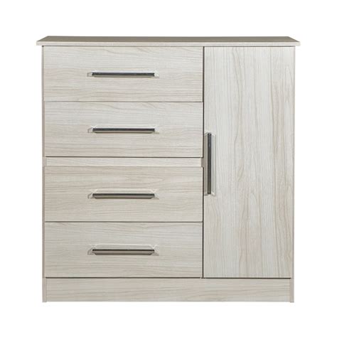 COMODA MAXIMO 1 PUERTA 4 CAJONES MARFIL-CAOBA