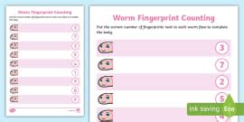 Worms Counting to 10 Worksheet