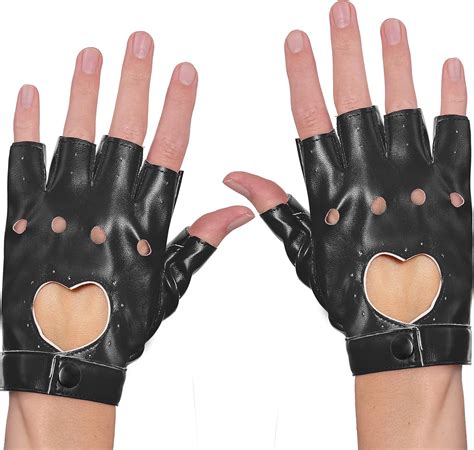 Buy Skeleteen Fingerless Biker Jazz Gloves - 80s Style Gothic Black ...