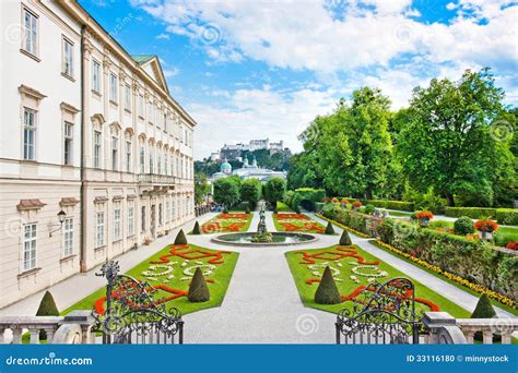 Mirabell Gardens with Mirabell Palace in Salzburg, Austria Stock Photo ...