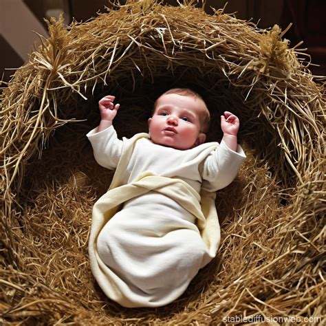 Baby Jesus in a Manger Scene | Stable Diffusion Online