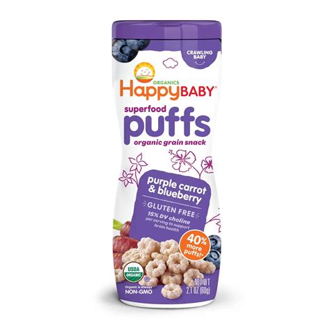 Happy Baby Purple Carrot & Blueberry Puffs 60g – Notunera