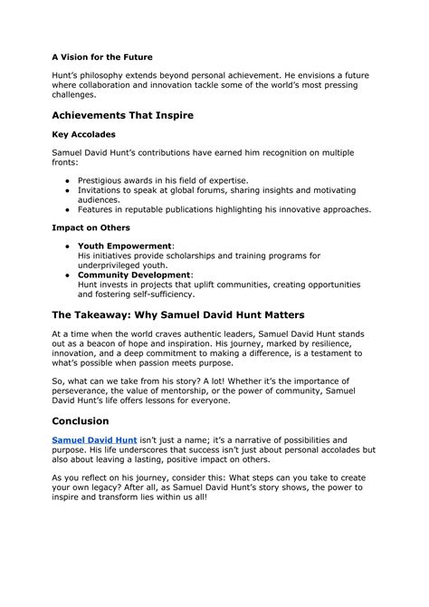 The Remarkable Journey of Samuel David Hunt_ A Life of Legacy and ...