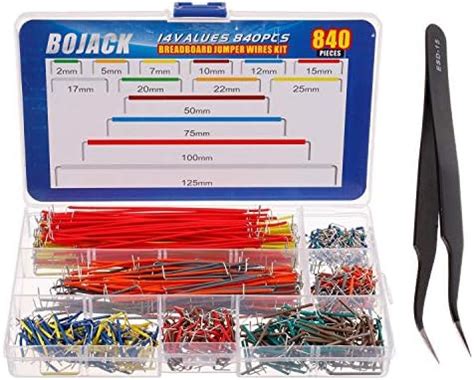 BOJACK 14 Vaules 840 pcs 2-125mm Solderless Flexible Breadboard ...